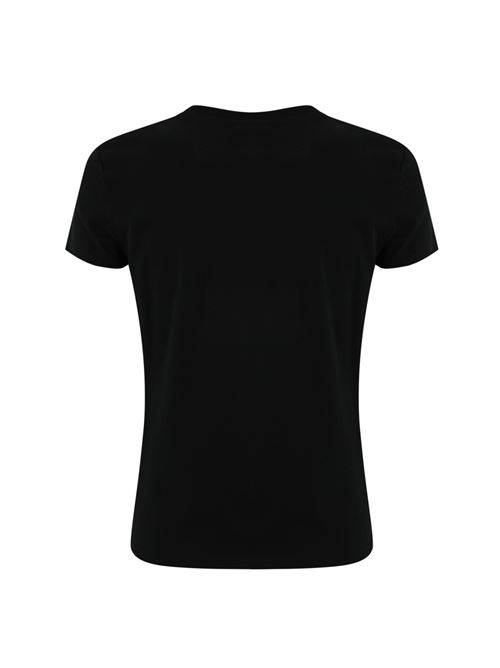 T-shirt in jersey nero con spilla gioiello Elisabetta Franchi | MA02851E2110